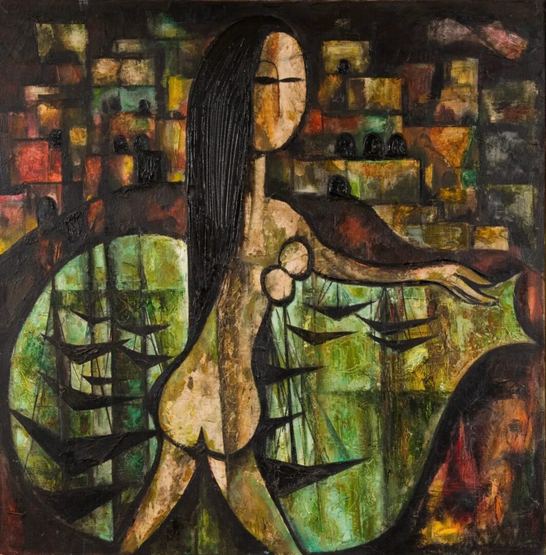 A painting of a woman in a dress